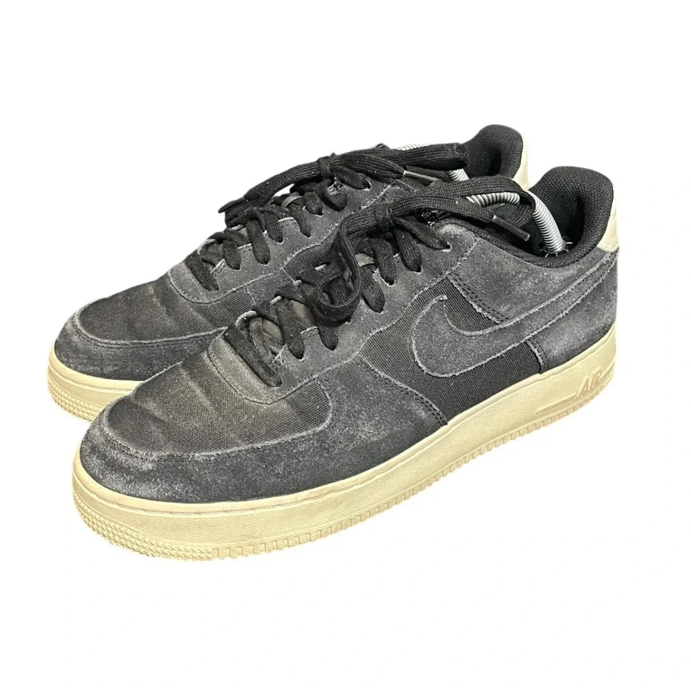 Nike Air Force 1 Low Mens Size 10 Black Suede Sail AO3835-001 Sneakers